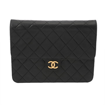 シャネル マトラッセ プッシュロック チェーンショルダー ブラック ラムスキン レディース バッグ 【中古】【bag】