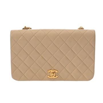 シャネル マトラッセ ターンロックチェーンショルダー ベージュ ラムスキン レディース バッグ 【中古】【bag】