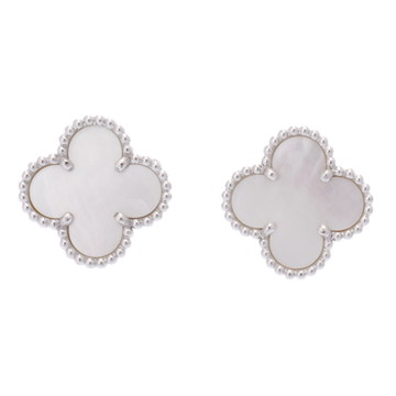 ヴァン クリーフ&アーペル ヴィンテージアルハンブラ ピアス シルバー K18ホワイトゴールド WG レディース ジュエリー 【中古】【jewelry】