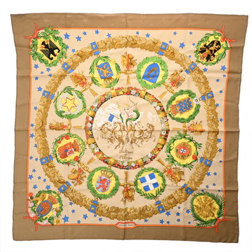 エルメス カレ 90 EMBLEMES DE LEUROPE マルチカラー シルク100％ レディース 【中古】【other】