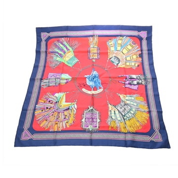 エルメス カレ 90 CUIRS DU DESERT マルチカラー シルク100% レディース 【中古】【other】