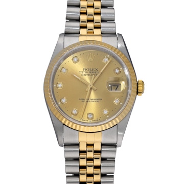 ロレックス デイトジャスト 16233G シャンパン/ダイヤモンド メンズ 時計 【中古】【wristwatch】