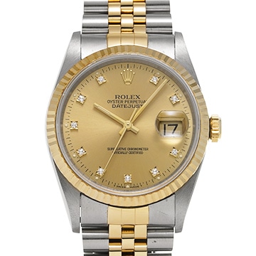 ロレックス デイトジャスト 16233G シャンパン/ダイヤモンド メンズ 時計 【中古】【wristwatch】