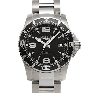 ロンジン ハイドロコンクエスト L3.740.4.56.6 ブラック メンズ 時計 【中古】【wristwatch】