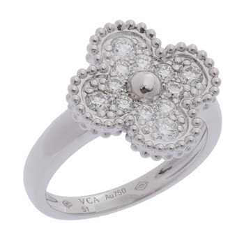 ヴァン クリーフ&アーペル ヴィンテージアルハンブラ リング #51 パヴェ シルバー K18ホワイトゴールド WG レディース ジュエリー 【中古】【jewelry】