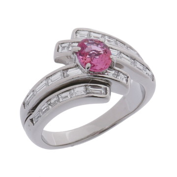 ノーブランド パパラチアサファイア リング シルバー Pt900プラチナ レディース ジュエリー 【中古】【jewelry】