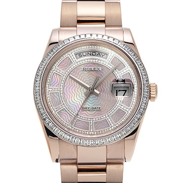 ロレックス デイデイト 36 カルーセル 118395BR ピンクシェル/ダイヤモンド メンズ 時計 【中古】【wristwatch】