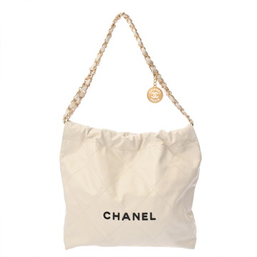 シャネル スモール ハンドバッグ CHANEL22 ホワイト AS3260 シャイニーカーフスキン レディース バッグ 【中古】【bag】