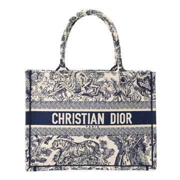 ディオール Book Toteバッグ ミディアム トワルドゥジュイ  エンブロイダリー エクリュホワイト/ブルー M1296ZTDT_M341 キャンバス レディース バッグ 【中古】【bag】