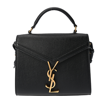 サンローラン カサンドラ トップハンドル ミニ 2WAY ブラック MAL623930.0822 グレインドカーフ レディース バッグ 【中古】【bag】