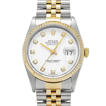 ロレックス デイトジャスト 16233G ホワイト/ダイヤモンド メンズ 時計 【中古】【wristwatch】