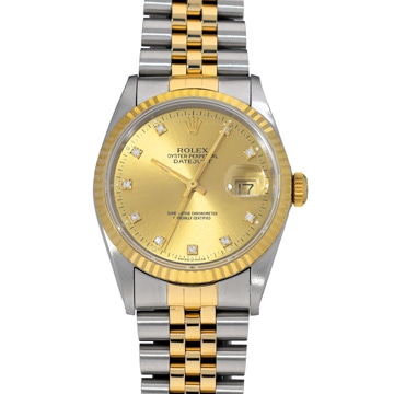 ロレックス デイトジャスト 16233G シャンパン/ダイヤモンド メンズ 時計 【中古】【wristwatch】