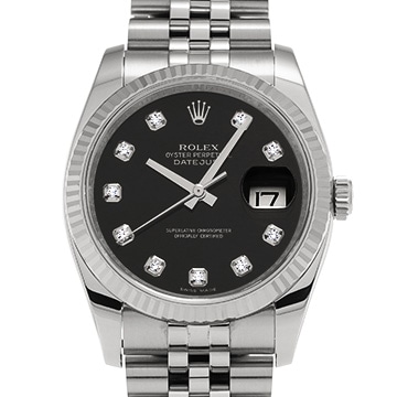 ロレックス デイトジャスト 116234G ブラック/ダイヤモンド メンズ 時計 【中古】【wristwatch】