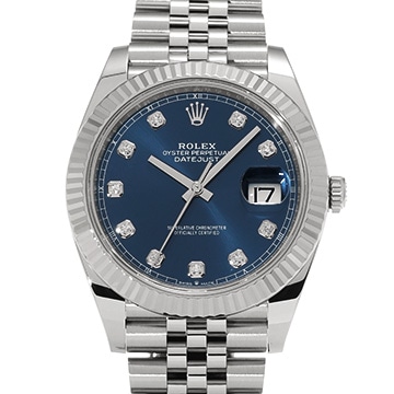 ロレックス デイトジャスト 41 126334G ブライトブルー/ダイヤモンド メンズ 時計 【中古】【wristwatch】