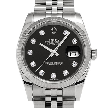 ロレックス デイトジャスト 116234G ブラック/ダイヤモンド メンズ 時計 【中古】【wristwatch】