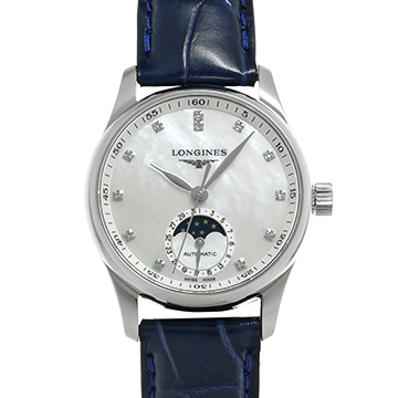 ロンジン マスターコレクション ムーンフェイズ L2.409.4.87.0 ホワイトシェル/ダイヤモンド レディース 時計 【中古】【wristwatch】