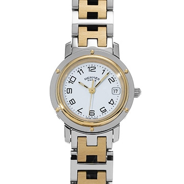 エルメス クリッパー CL4.220 ホワイト レディース 時計 【中古】【wristwatch】
