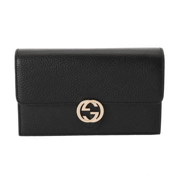 グッチ インターロッキングG チェーンウォレット  ブラック 510314 480199 レザー レディース 財布 【中古】【purse】