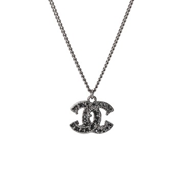 シャネル ネックレス シルバー/ブラック メタル/ラインストーン レディース ジュエリー 【中古】【jewelry】