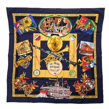 エルメス カレ90 THE ORIGINAL NEW ORLEANS CREOLE JAZZ マルチカラー シルク100％ レディース 【中古】【other】