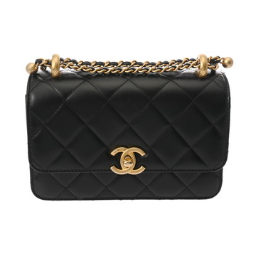 シャネル マトラッセ ミニ フラップバッグ  ブラック AS2615 ラムスキン レディース バッグ 【中古】【bag】