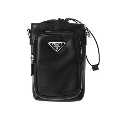 プラダ スマートフォンケース ブラック 2ZH155 レザー/ナイロン レディース バッグ 【中古】【bag】