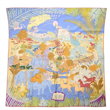 エルメス カレ 90 LE CARNAVAL DES ANIMAUX マルチカラー シルク100％ レディース 【中古】【other】