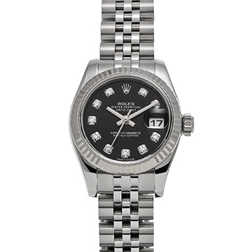 ロレックス デイトジャスト 179174G ブラック/ダイヤモンド レディース 時計 【中古】【wristwatch】