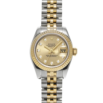 ロレックス デイトジャスト 179173G シャンパン/ダイヤモンド レディース 時計 【中古】【wristwatch】