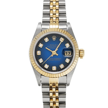 ロレックス デイトジャスト 69173G ブルー・グラデーション/ダイヤモンド レディース 時計 【中古】【wristwatch】