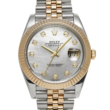 ロレックス デイトジャスト 41 126333NG ホワイトシェル/ダイヤモンド メンズ 時計 【中古】【wristwatch】