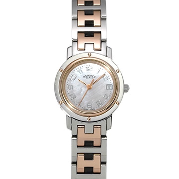エルメス クリッパー ナクレ CL4.221 ピンクシェル レディース 時計 【中古】【wristwatch】