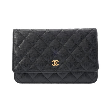 シャネル マトラッセ チェーンウォレット ブラック A33814 キャビアスキン レディース バッグ 【中古】【bag】