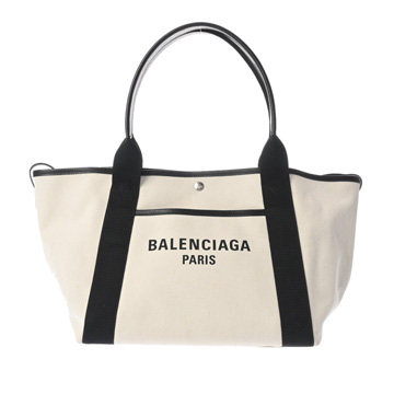 バレンシアガ ビアリッツ トート ミディアム ナチュラル/ブラック 805109 9260 M23 4222 コットンキャンバス/スクエアカーフ ユニセックス バッグ 【中古】【bag】