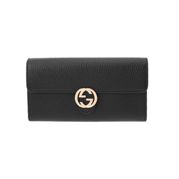グッチ インターロッキングG インターロッキングG ブラック 615524 525040 レザー レディース 財布 【中古】【purse】