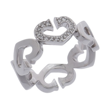 カルティエ Cハートリング #51 シルバー K18ホワイトゴールド WG レディース ジュエリー 【中古】【jewelry】