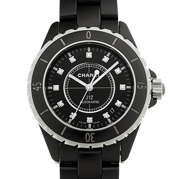 シャネル J12 38MM H1626 ブラックラッカー/ダイヤモンド メンズ 時計 【中古】【wristwatch】