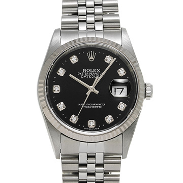 ロレックス デイトジャスト 16234G ブラック/ダイヤモンド メンズ 時計 【中古】【wristwatch】