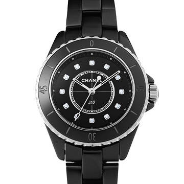 シャネル J12 33MM H5701 ブラックラッカー/ダイヤモンド レディース 時計 【中古】【wristwatch】