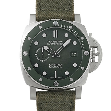 パネライ サブマーシブル マリーナ ミリターレ PAM01697 マットグリーン メンズ 時計 【中古】【wristwatch】