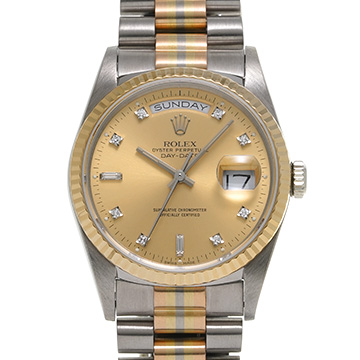 ロレックス デイデイト 36 トリドール 18239A BIC ブルー/ダイヤモンド メンズ 時計 【中古】【wristwatch】