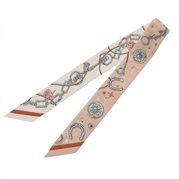 エルメス ツイリー C EST LA FETE ベージュ/ホワイト 062743S シルク100％ レディース 【未使用】【other】