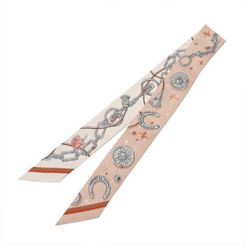 エルメス ツイリー C EST LA FETE ベージュ/ホワイト/マルチカラー 062743S シルク100％ レディース 【未使用】【other】