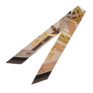 エルメス ツイリー MORS A JOUETS CHEMISE ブラウン系/マルチカラー 063419S シルク100％ レディース 【中古】【other】