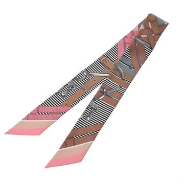 エルメス ツイリー MORS A JOUETS CHEMISE ブラウン系/ピンク/マルチカラー 063419S シルク100％ レディース 【未使用】【other】