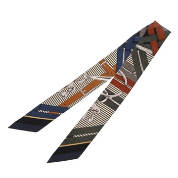 エルメス ツイリー MORS A JOUETS CHEMISE カーキ系/マルチカラー 063419S シルク100％ レディース 【未使用】【other】