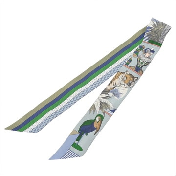 エルメス ツイリー GRAND THEATRE NOUVEAU ライトブルー系/マルチカラー シルク100％ レディース 【未使用】【other】