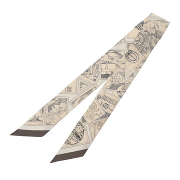 エルメス ツイリー LE PHILATELISTE DU FAUBOURG ベージュ系/マルチカラー シルク100％ レディース 【未使用】【other】