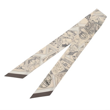 エルメス ツイリー LE PHILATELISTE DU FAUBOURG ベージュ系/マルチカラー シルク100％ レディース 【未使用】【other】