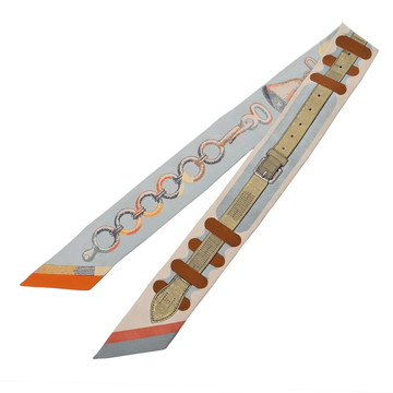 エルメス ツイリー INVENTAIRE POETIQUE DE BRIIDES A BLOC グレージュ系/ライトブルー系/マルチカラー シルク100％ レディース 【未使用】【other】